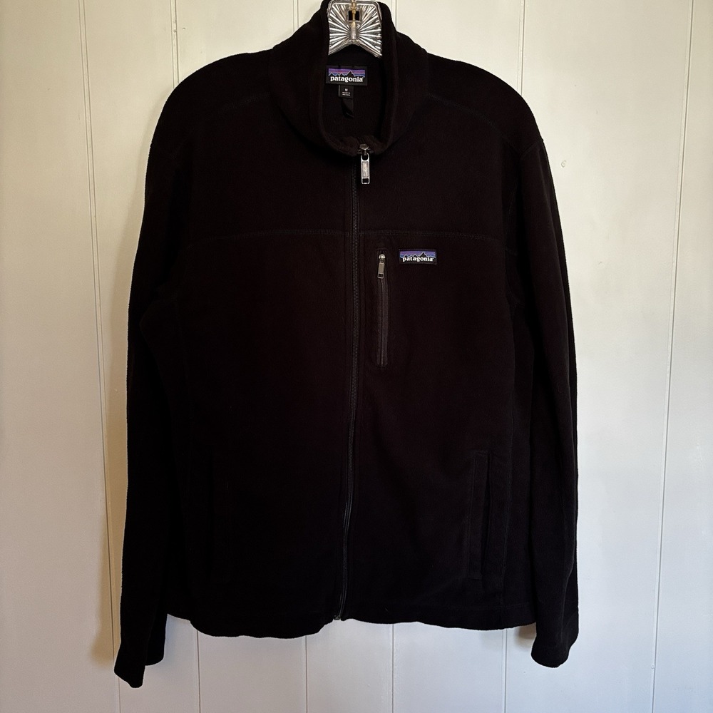 Patagonia Micro D Fleece Jacket Men's M Black Full Zip 26170FA15